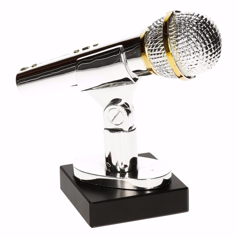Jamavond prijs zilveren-gouden microfoon award 15 cm