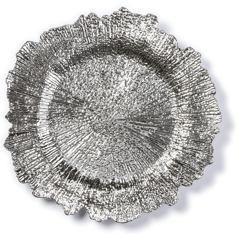 Kaarsenbord-plateau zilver asymmetrisch 33 cm rond
