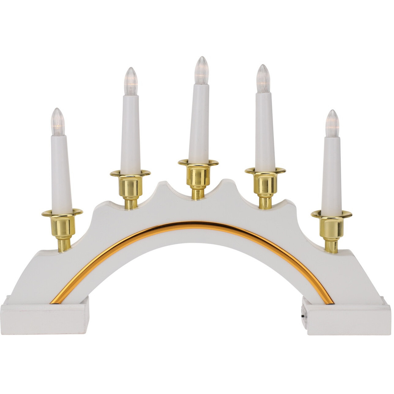 Kaarsenbrug wit-goud van kunststof met LED verlichting 37 x 5 x 27 cm