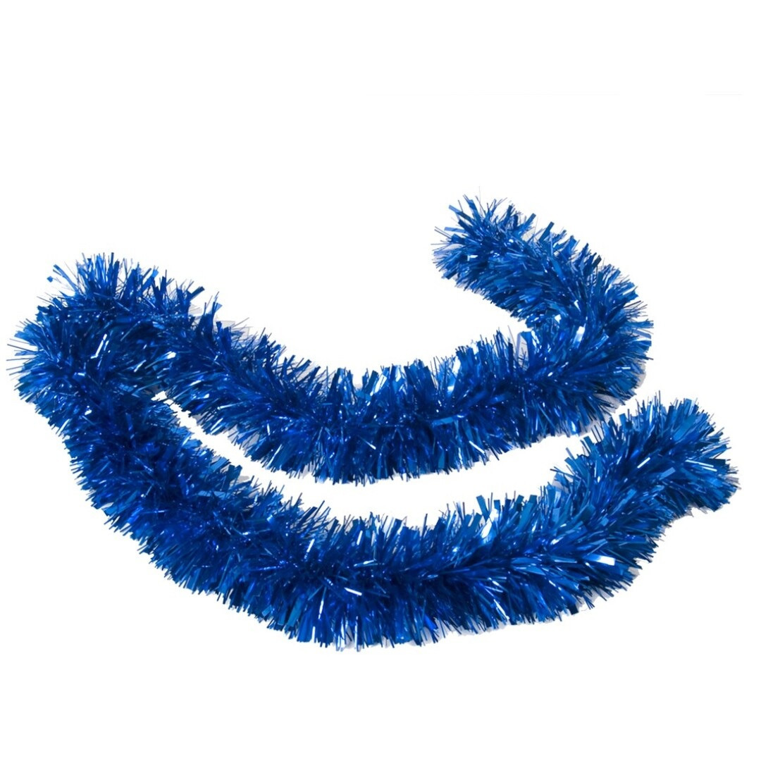 Kerstboom folie slingers-lametta guirlandes van 180 x 12 cm in de kleur glitter blauw