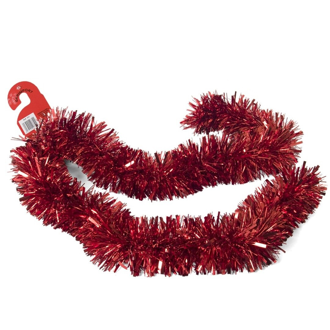 Kerstboom folie slingers-lametta guirlandes van 180 x 12 cm in de kleur glitter rood