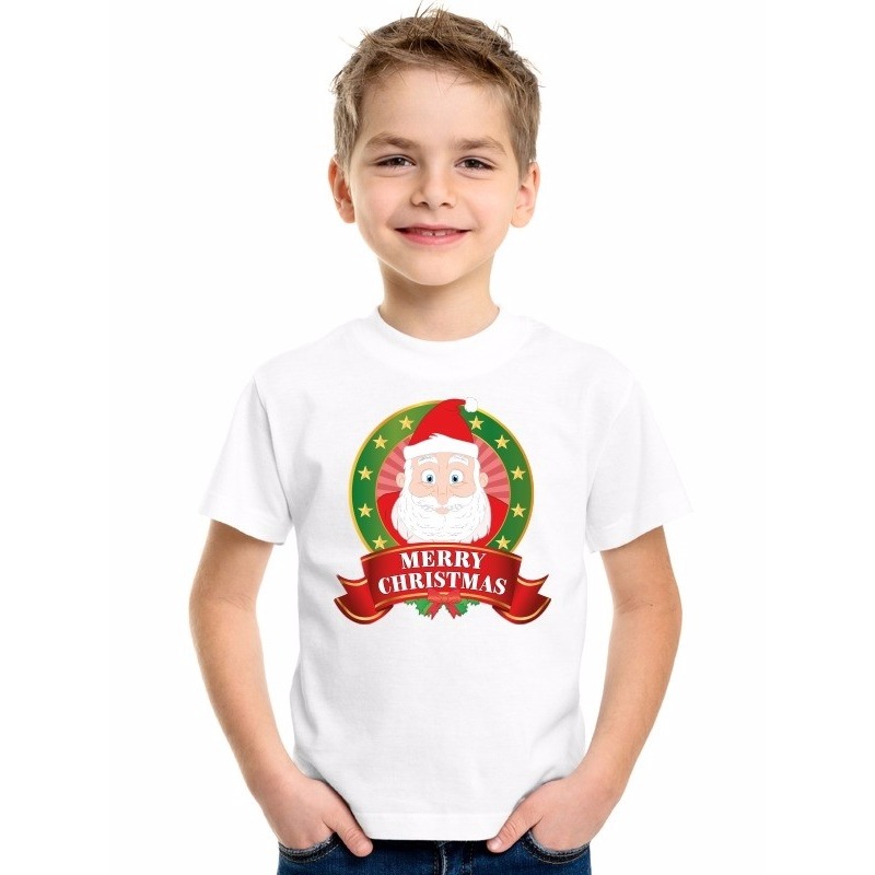 Kerstkleding tshirt voor jongens en meisjes met Kerstman print