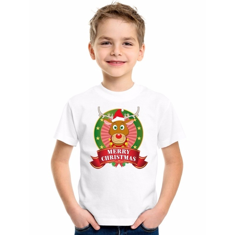 Kerstkleding tshirt voor kinderen met rendier