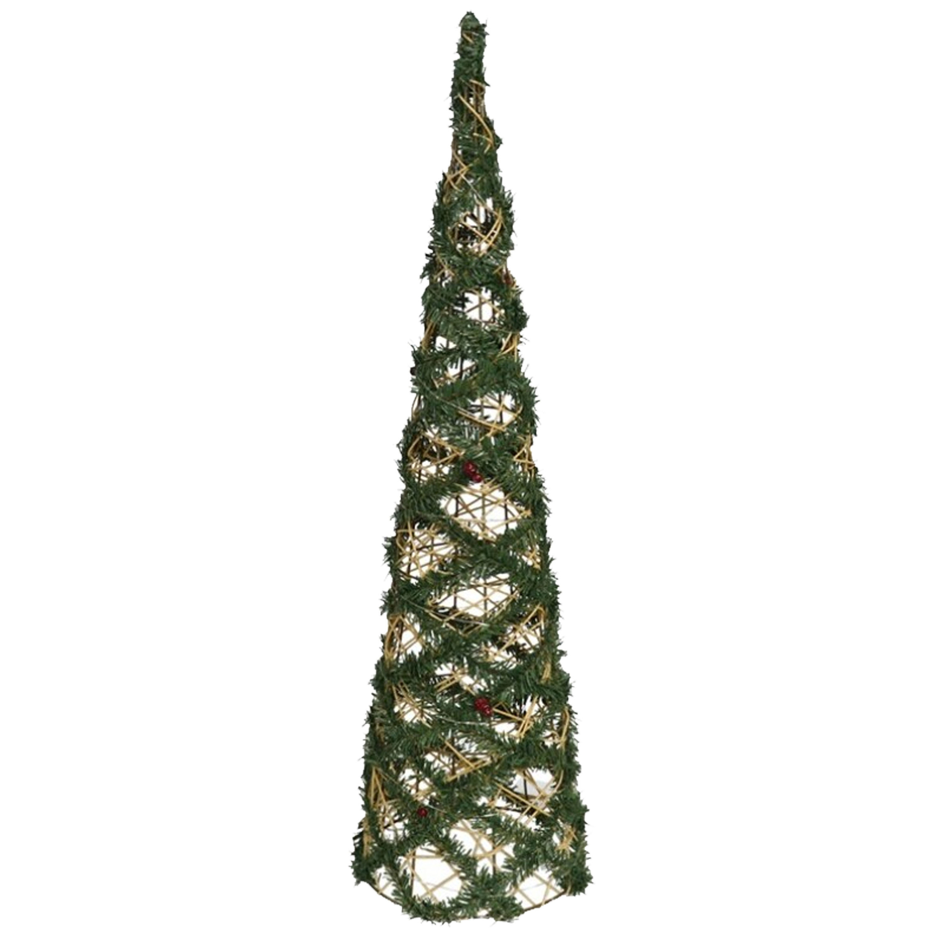 Kerstverlichting figuren Led kegel kerstboom draad-groen 78 cm 60 lampjes