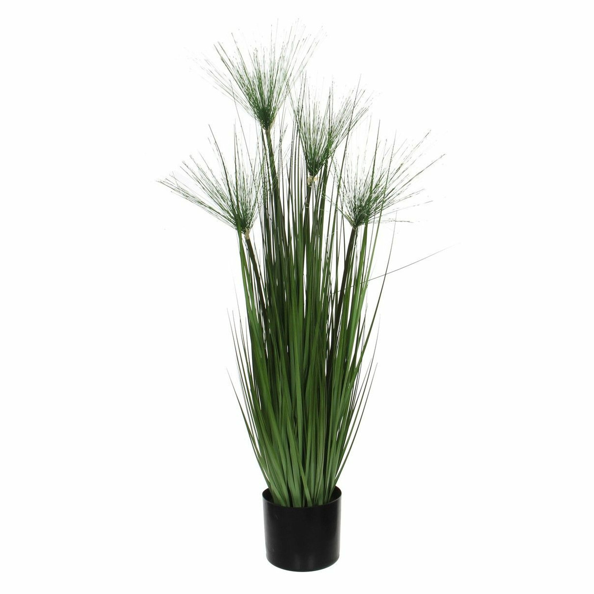 Kunstgras-gras kunstplant met papyrus pluimen groen H102 x D15 cm op stevige plug