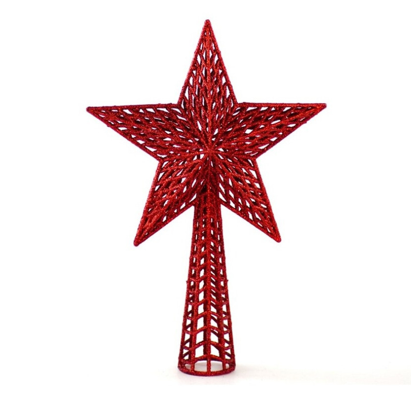 Kunststof kerstboom ster piek rood 27 cm Kerstpieken