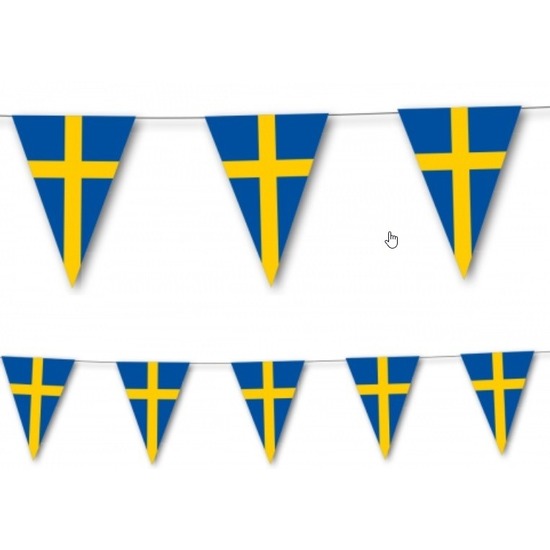 Landen thema versiering Zweden vlaggenlijn 3,5 meter papier