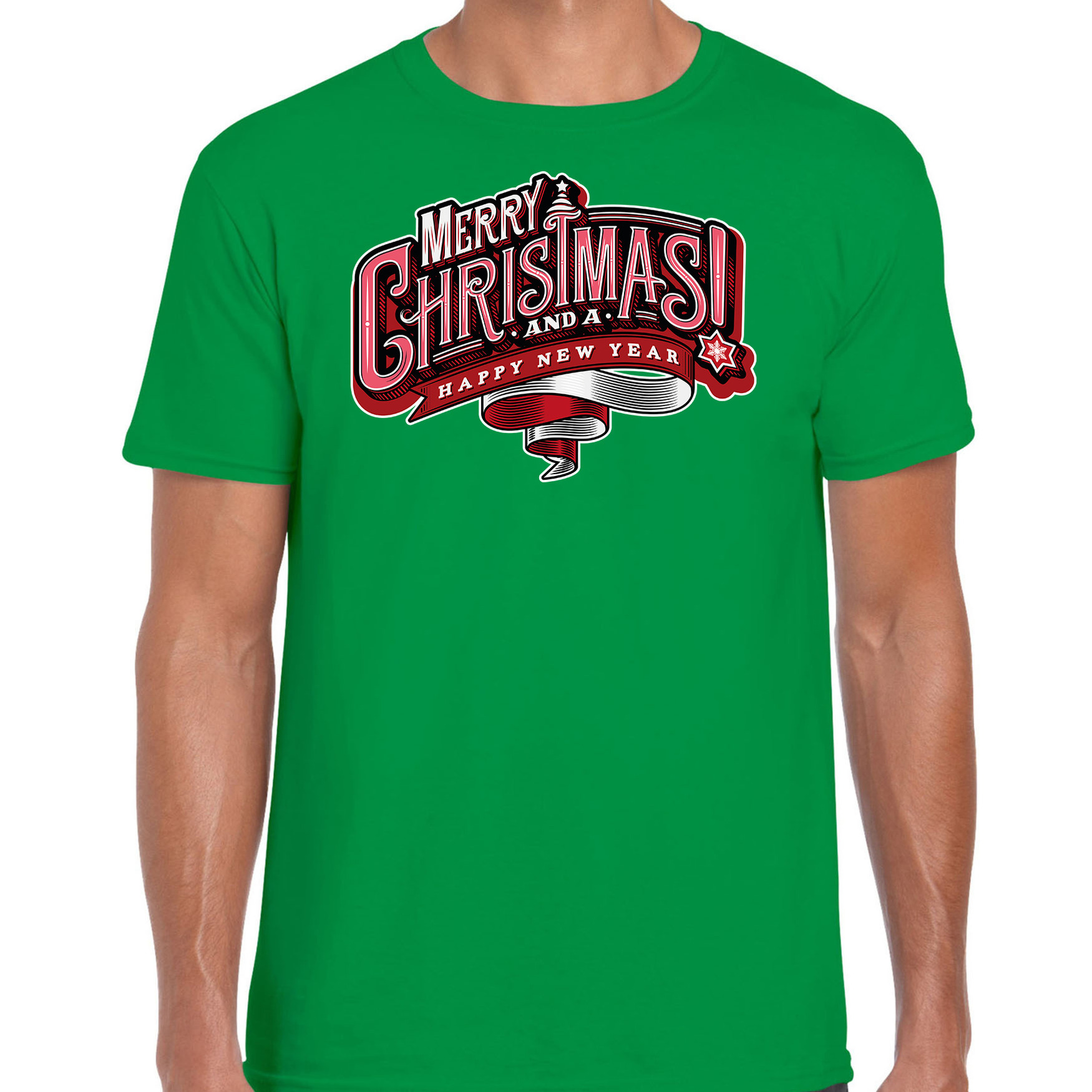 Merry Christmas Kerstshirt - Kerst t-shirt groen voor heren