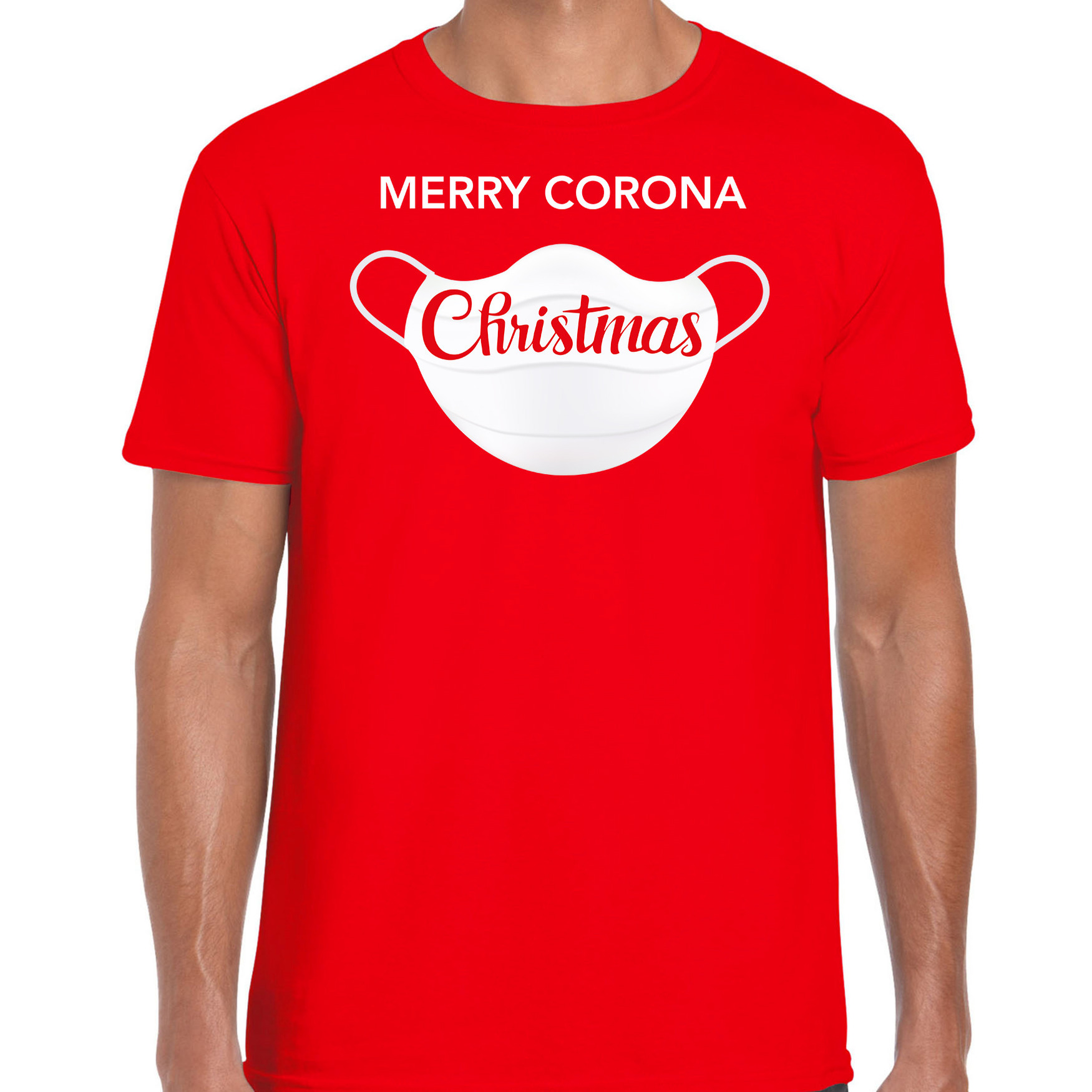 Merry corona Christmas fout Kerstshirt - outfit rood voor heren