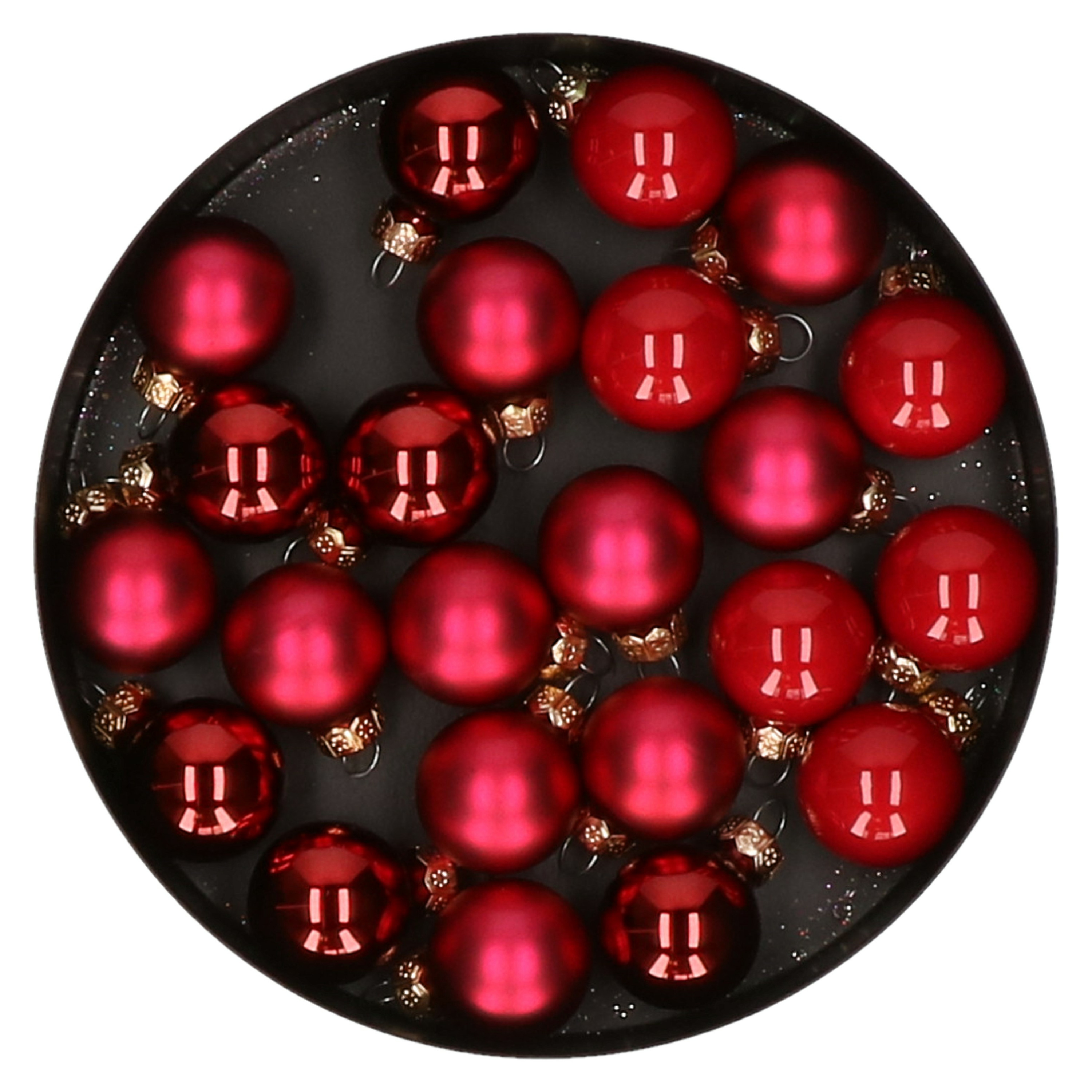 Mini kerstballen 24x stuks rood glas 2,5 cm