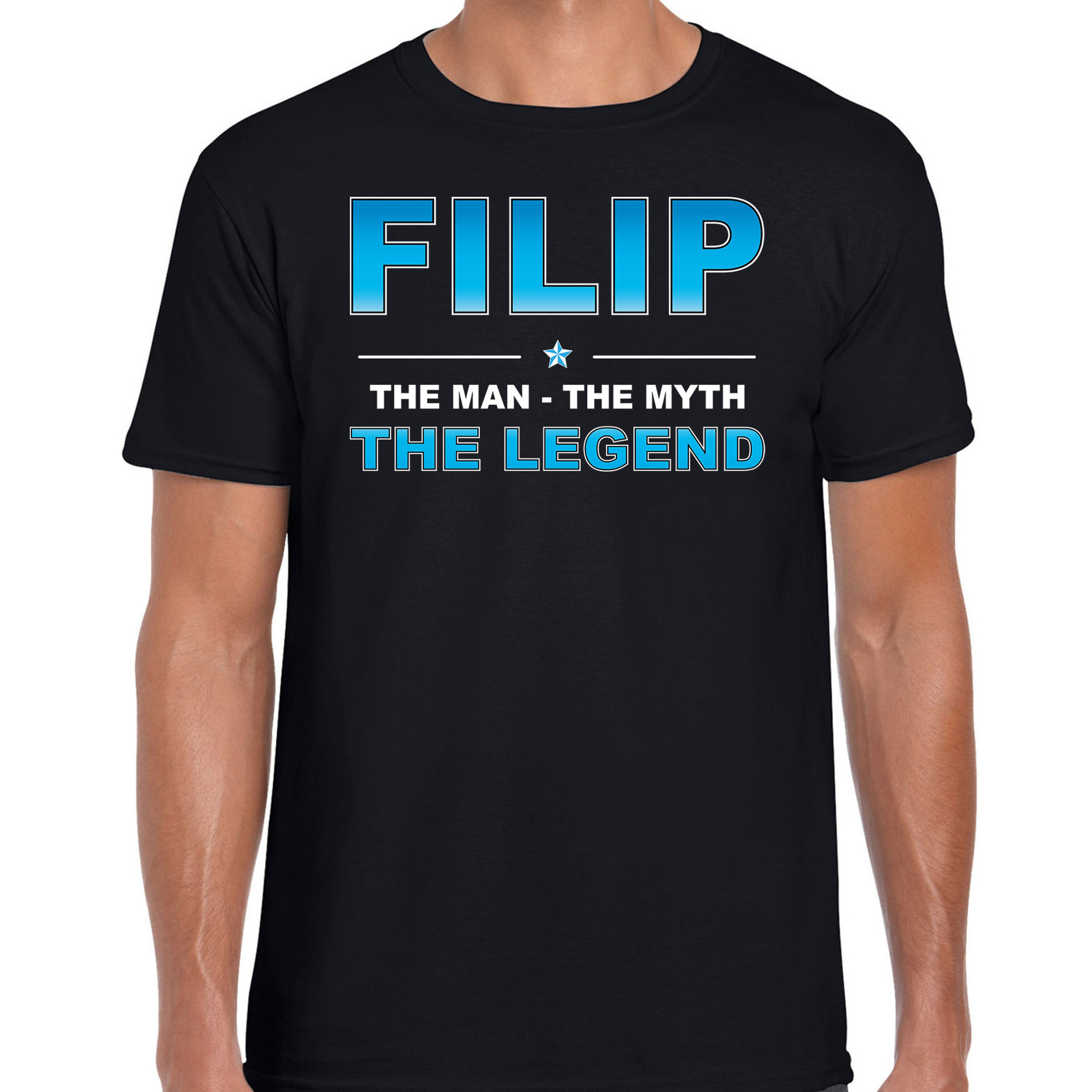 Naam cadeau t-shirt Filip - the legend zwart voor heren