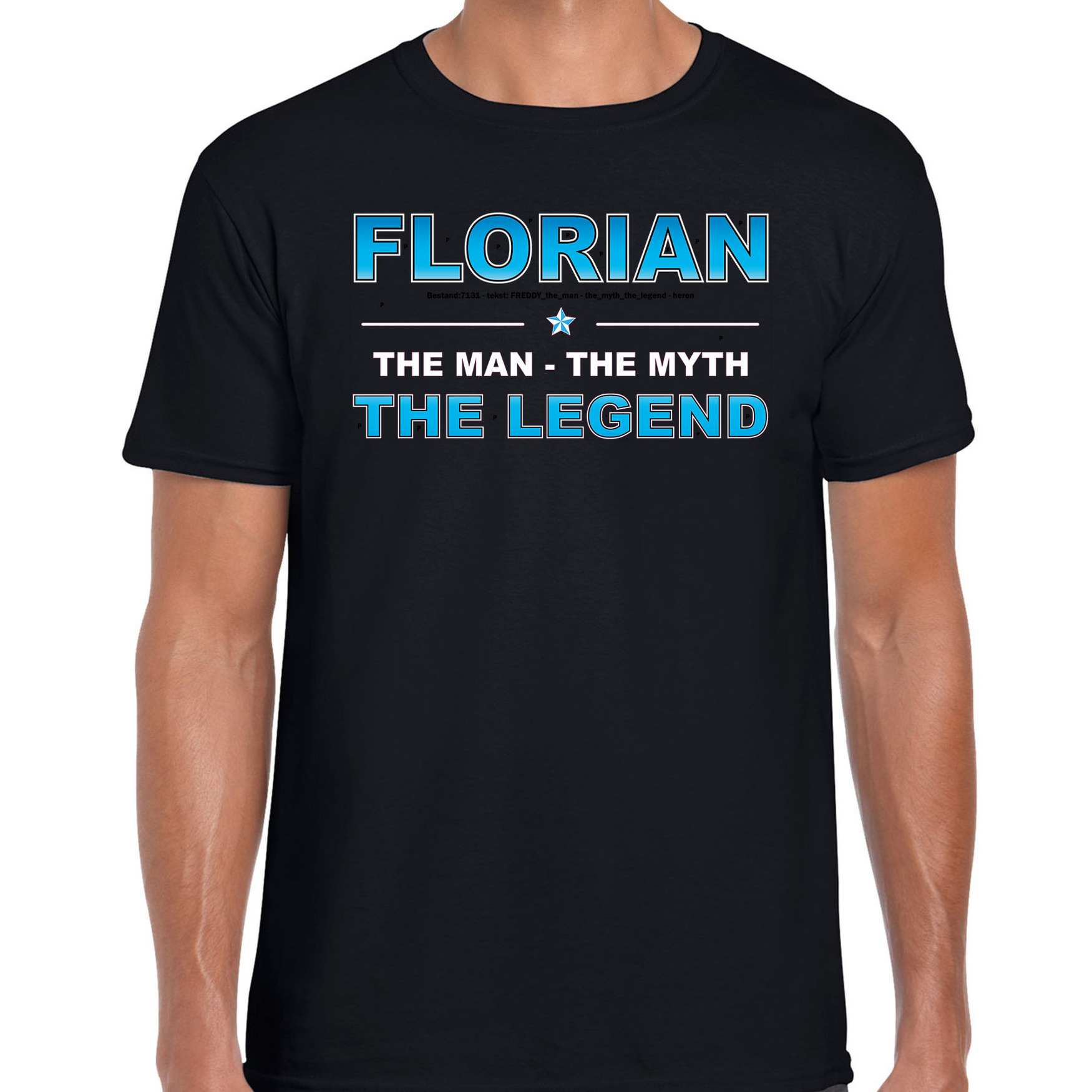 Naam cadeau t-shirt Florian - the legend zwart voor heren