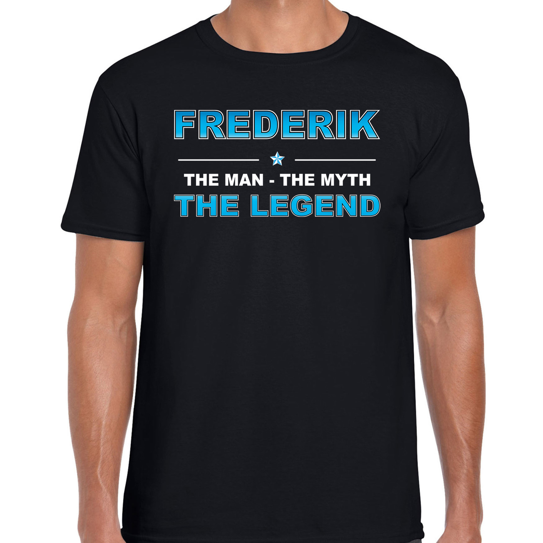 Naam cadeau t-shirt Frederik - the legend zwart voor heren