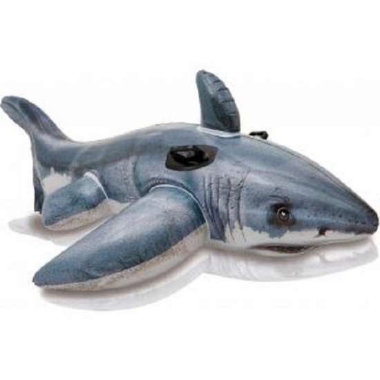 Opblaasbaar speelgoed witte haai 173 cm