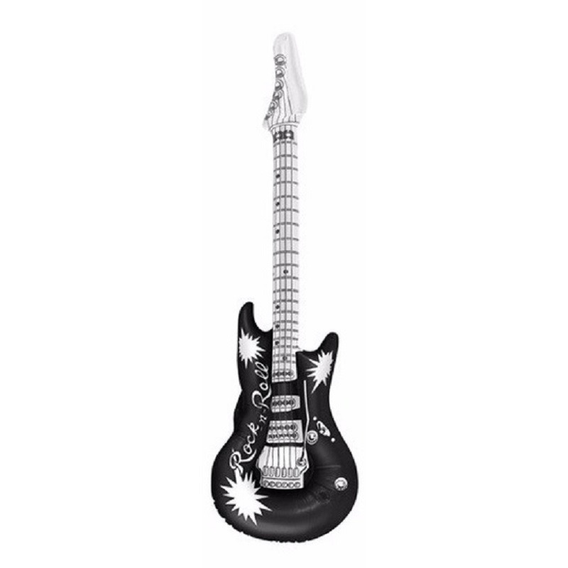 Opblaasbare speelgoed/feestartikel gitaar zwart 106 cm