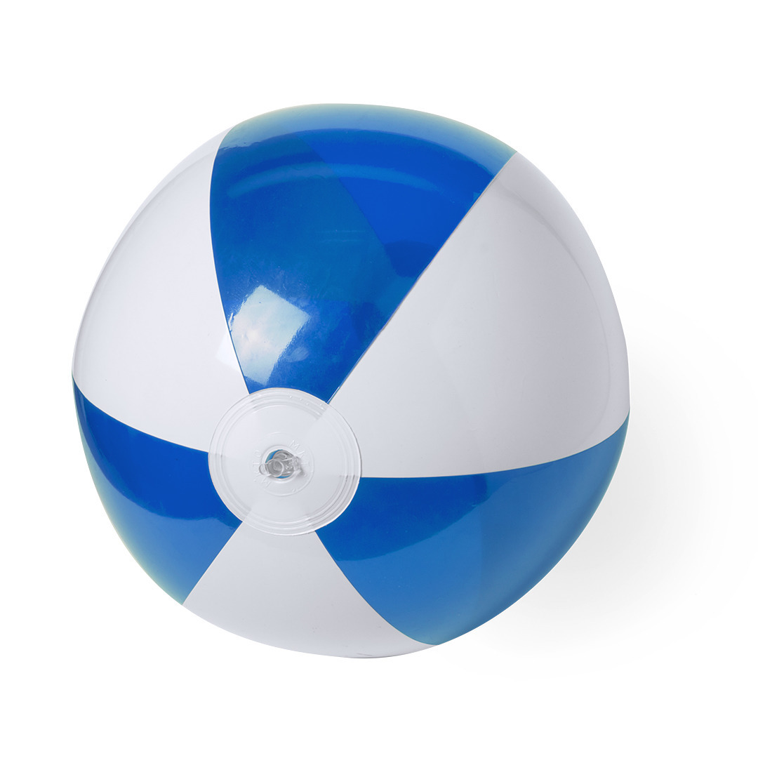 Opblaasbare strandbal plastic blauw-wit 28 cm