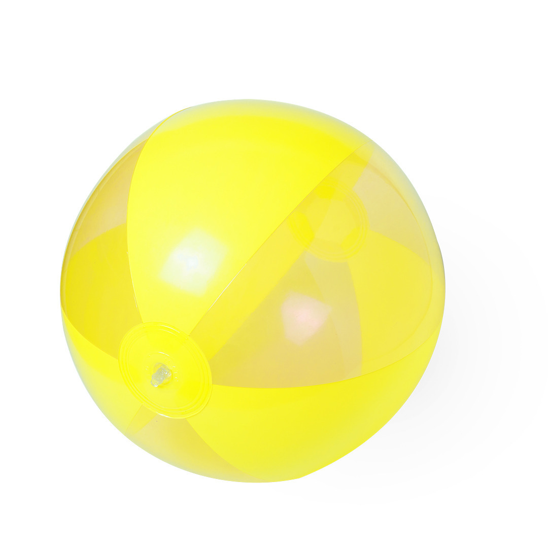 Opblaasbare strandbal plastic geel 28 cm