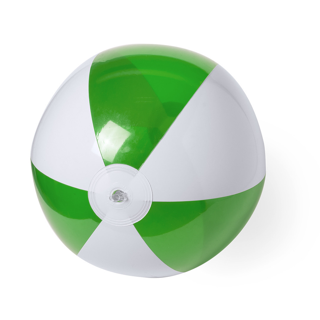 Opblaasbare strandbal plastic groen-wit 28 cm