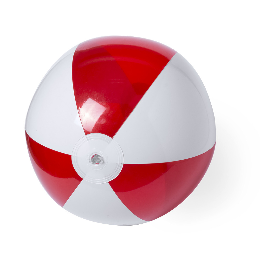 Opblaasbare strandbal plastic rood-wit 28 cm