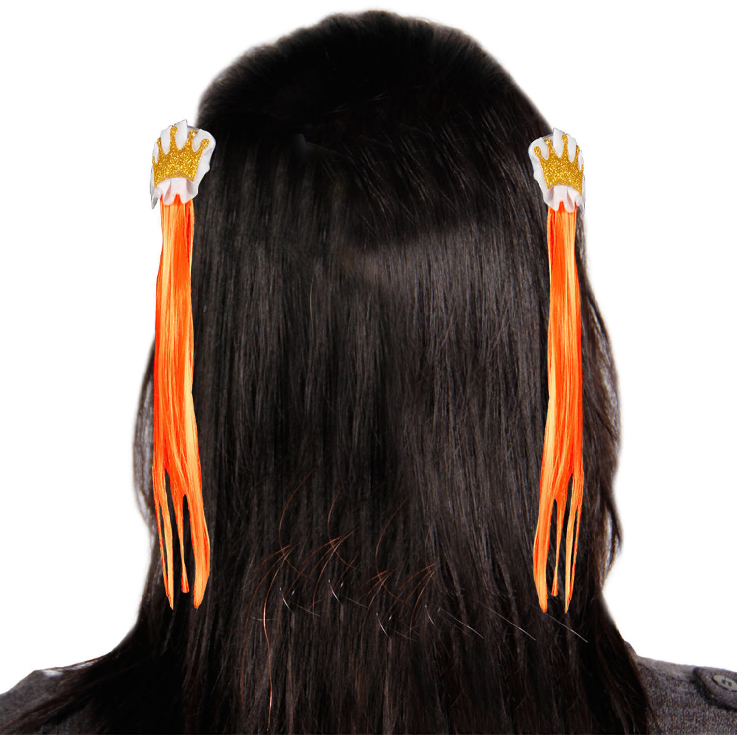 Oranje haarclipjes met oranje haar