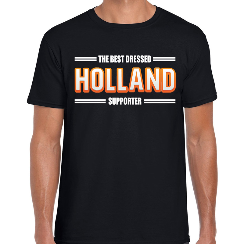 Oranje / Holland supporter t-shirt zwart voor heren