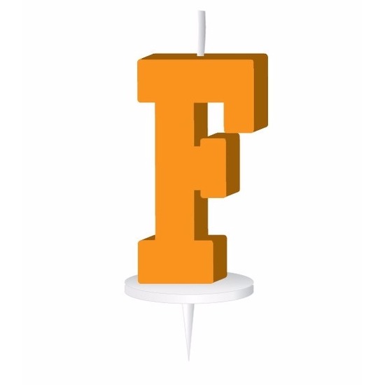 Oranje letter kaars F