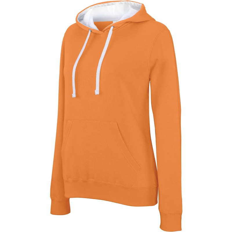Oranje-witte sweater-trui hoodie voor dames