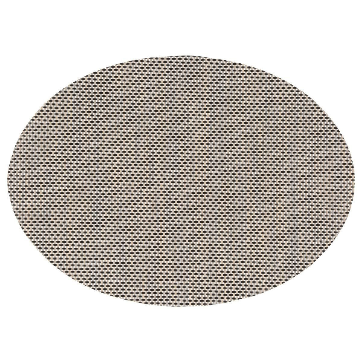 Ovale placemat Maoli zwart-beige kunststof 48 x 35 cm