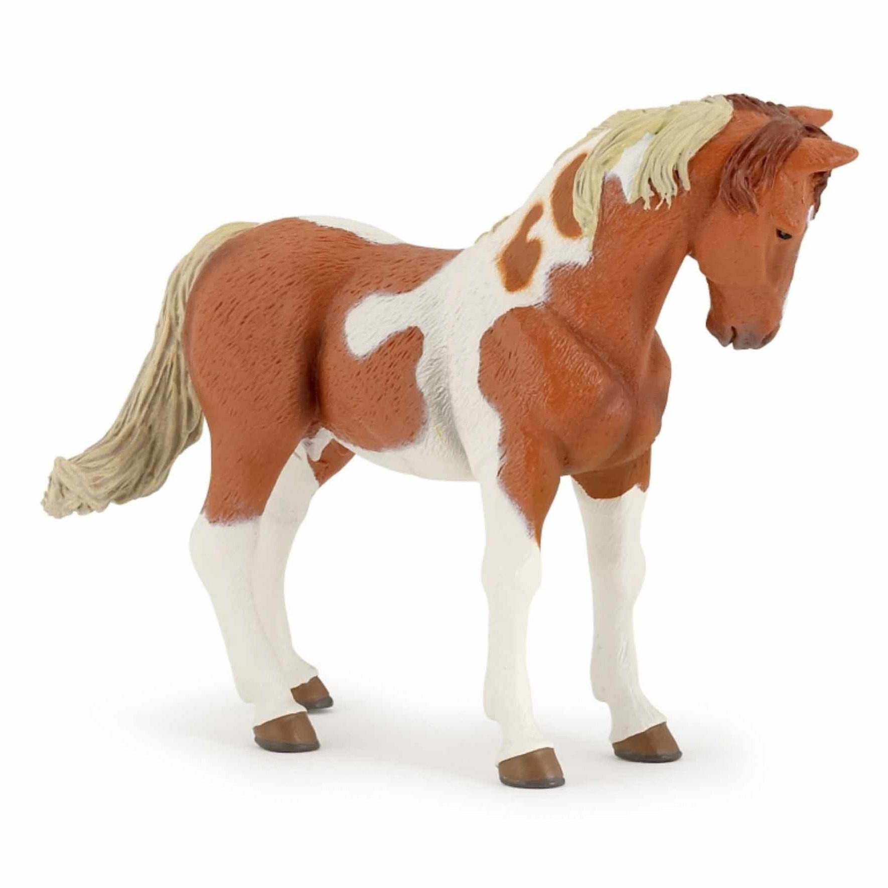 Paard speelgoed dier bruin-wit 10 cm