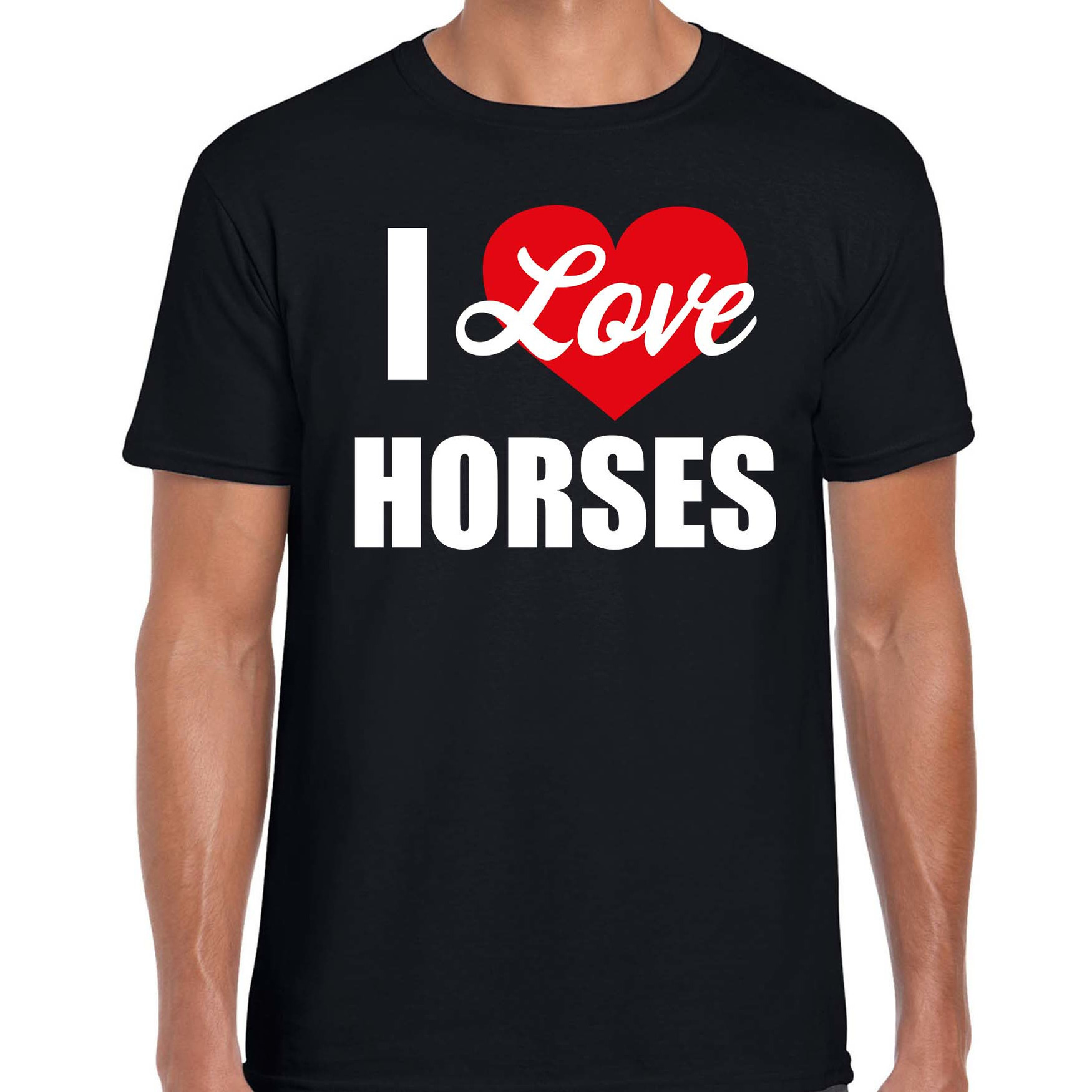 Paarden t-shirt I love my horses / Ik hou van mijn paarden - zwart voor heren