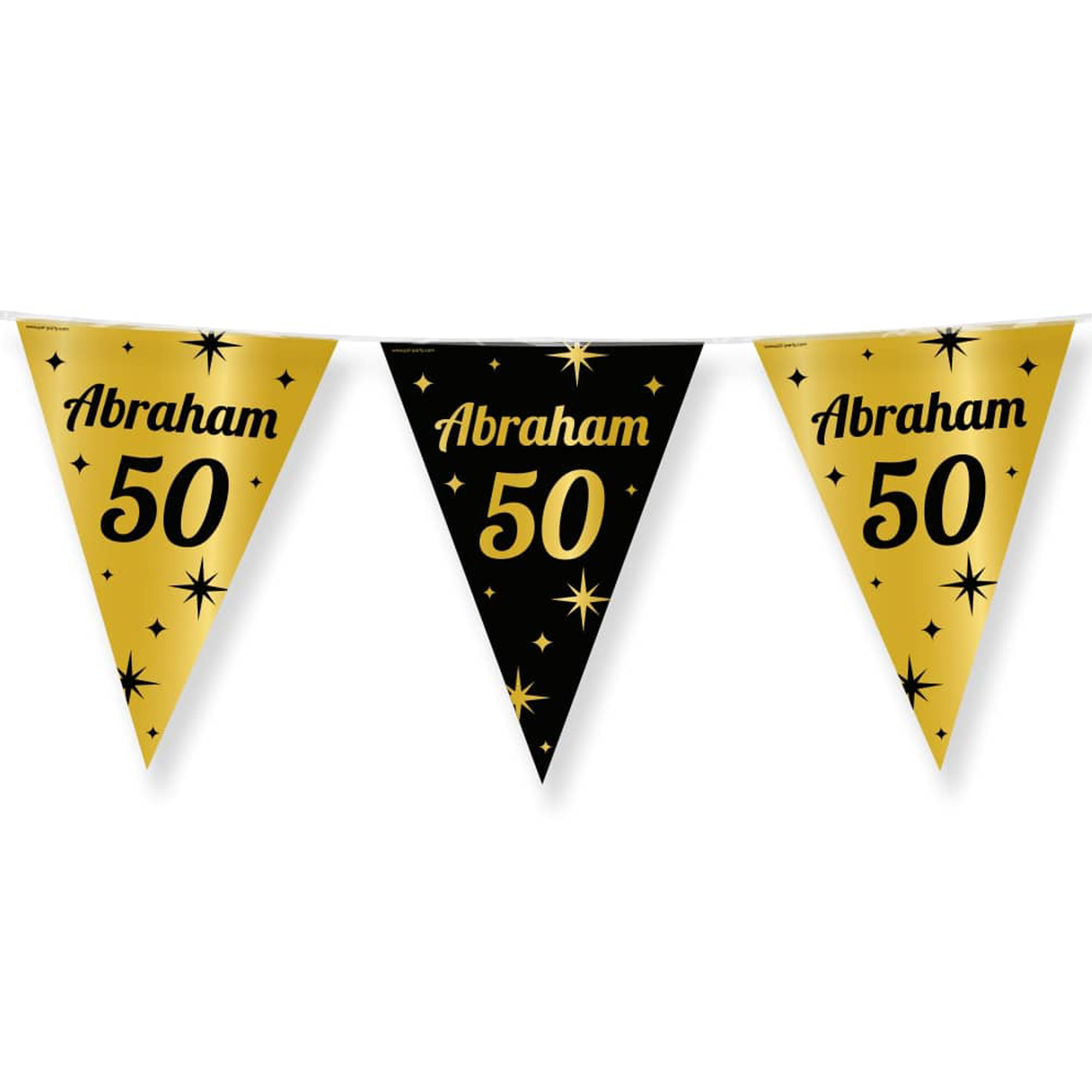Paperdreams Vlaggenlijn luxe Abraham-50 jaar feest- 10m goud-zwart folie