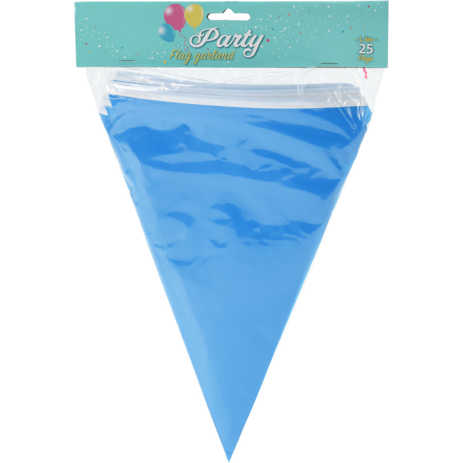Party Vlaggenlijn binnen-buiten plastic blauw 600 cm 25 vlaggetjes