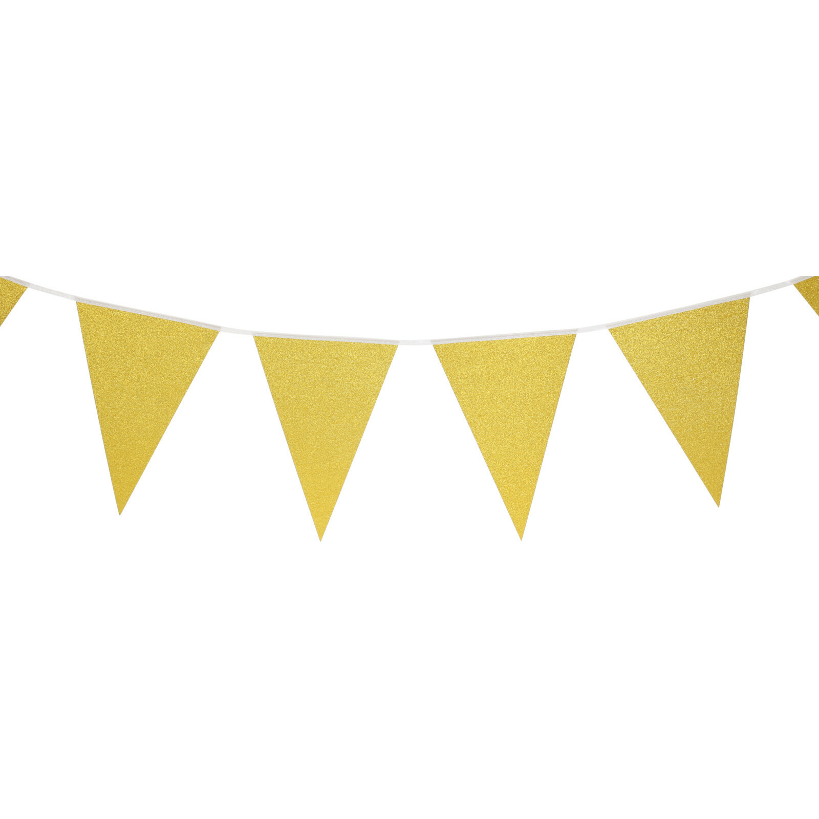 Party Vlaggenlijn binnen papier glitter goud 6 m 25 vlaggetjes