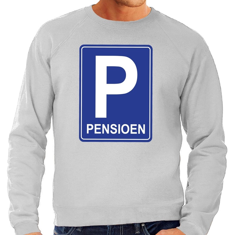 Pensioen P cadeau sweater grijs voor heren