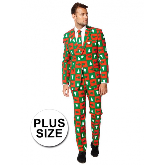 Plus size business suit met kerst print