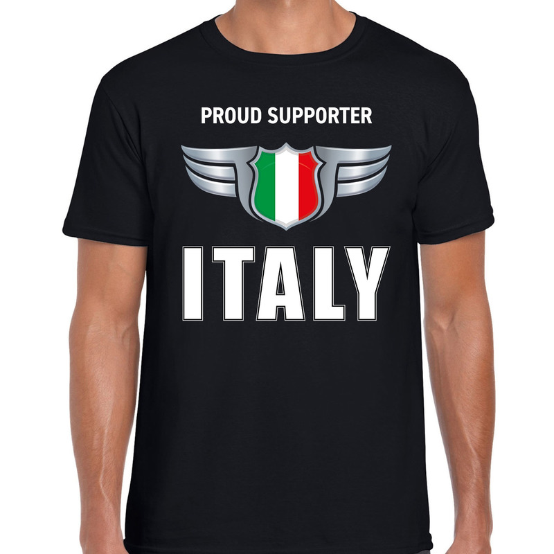 Proud supporter Italy-Italie t-shirt zwart voor heren