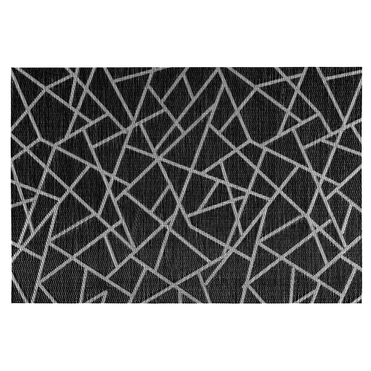 Rechthoekige placemat grafische print zwart texaline 45 x 30 cm