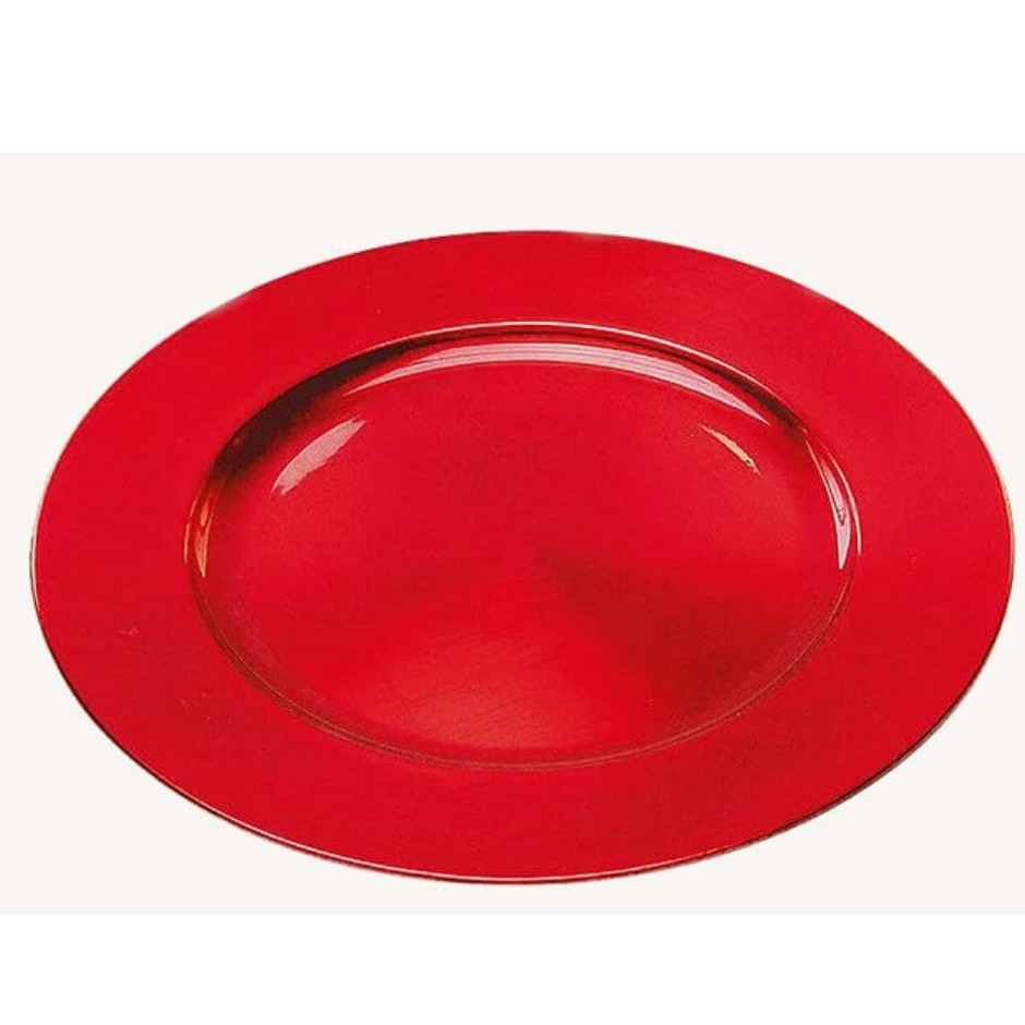 Rond kaarsenbord-kaarsenplateau rood van kunststof 33 cm