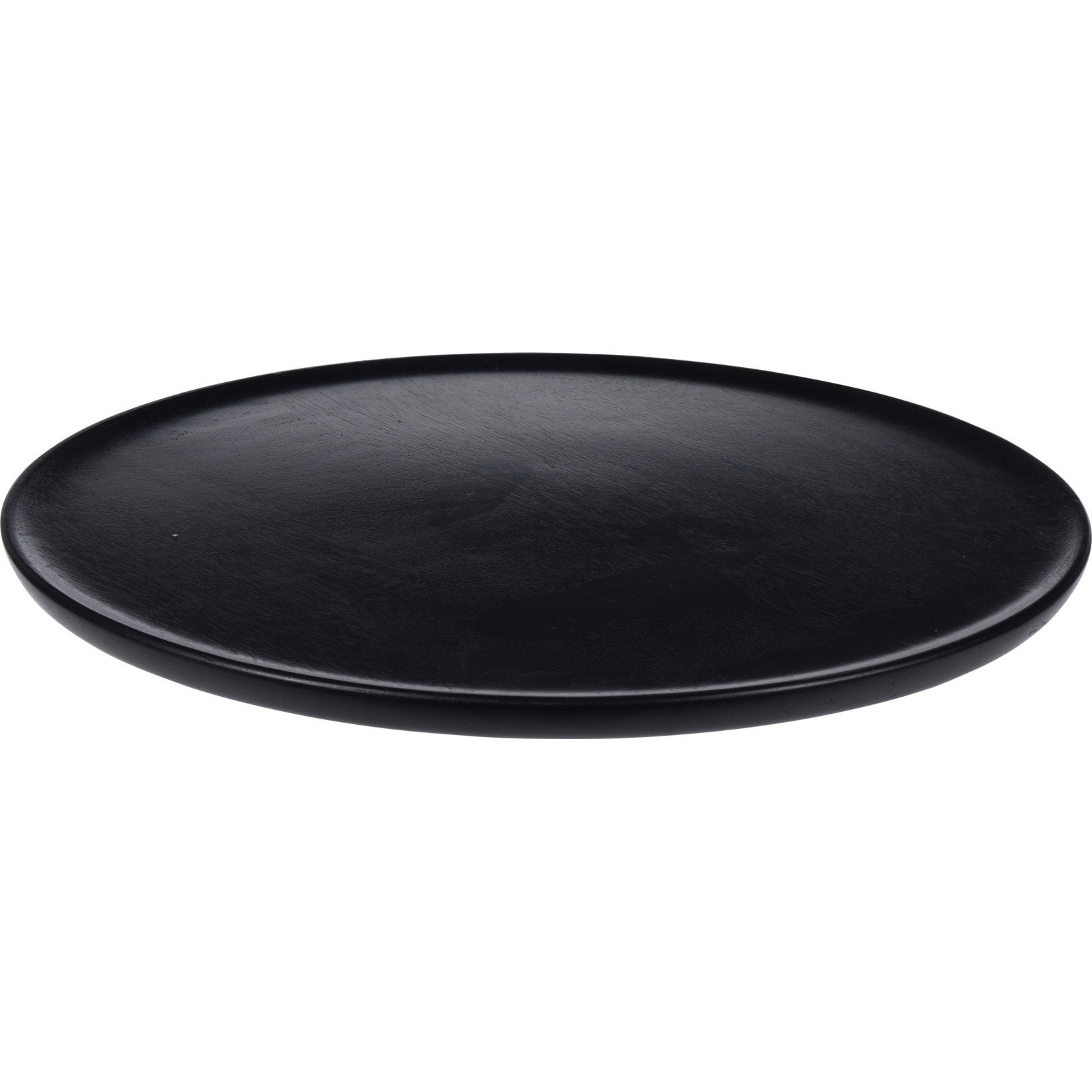 Rond kaarsenbord-kaarsenplateau zwart hout D38 cm
