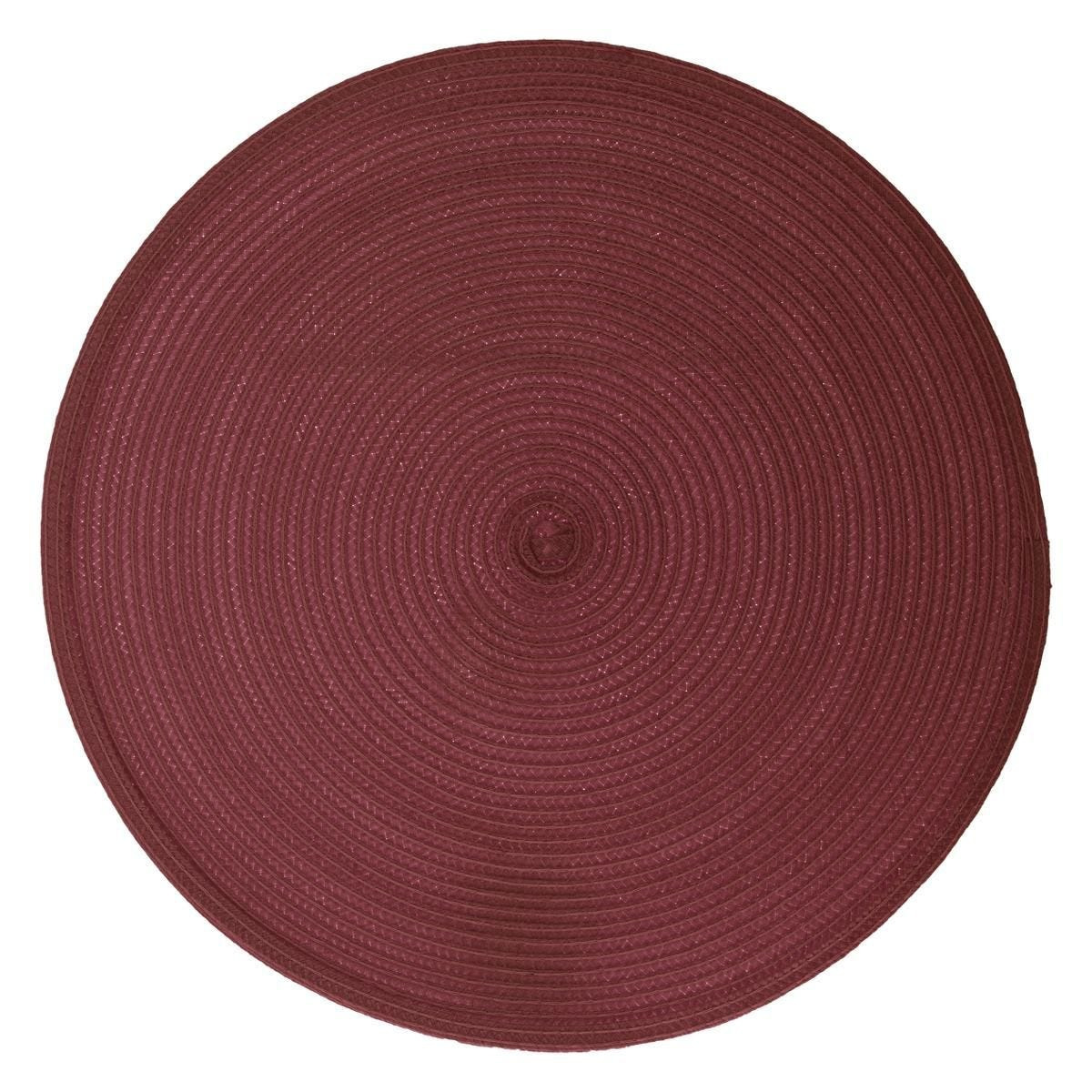 Ronde placemat gevlochten kunststof bordeaux rood 38 cm