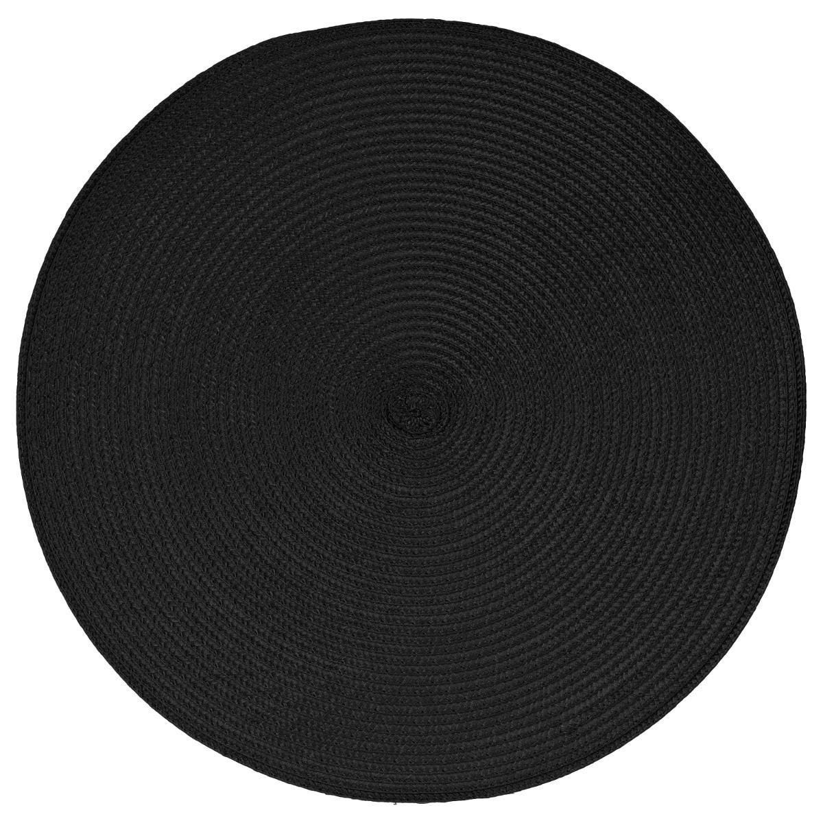 Ronde placemat gevlochten kunststof zwart 38 cm