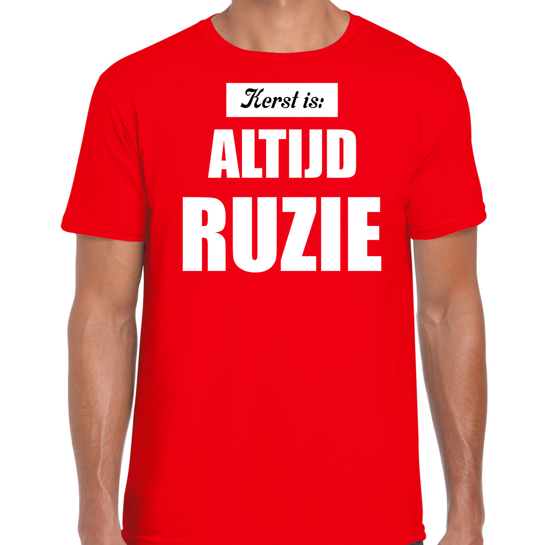 Rood fout kerstshirt - t-shirt Kerst is: altijd ruzie outfit heren