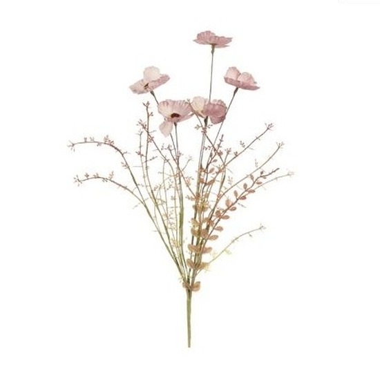 Roze papavers-klaproos gedroogde kunstbloemen 53 cm