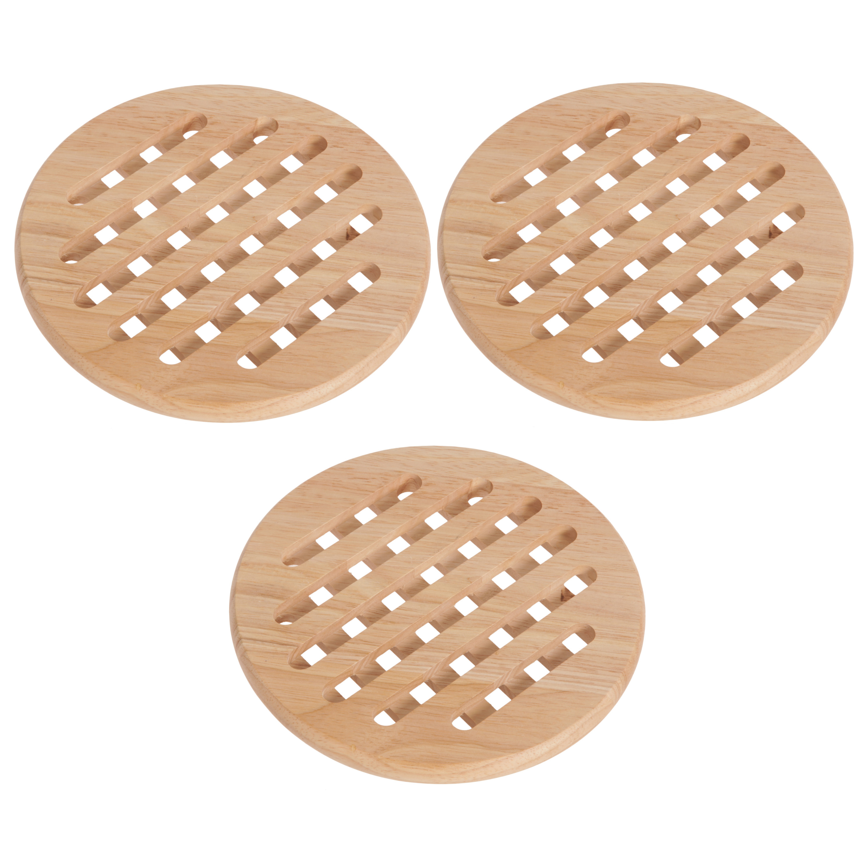 Set van 3x stuks ronde pannen onderzetters van hout 19 cm