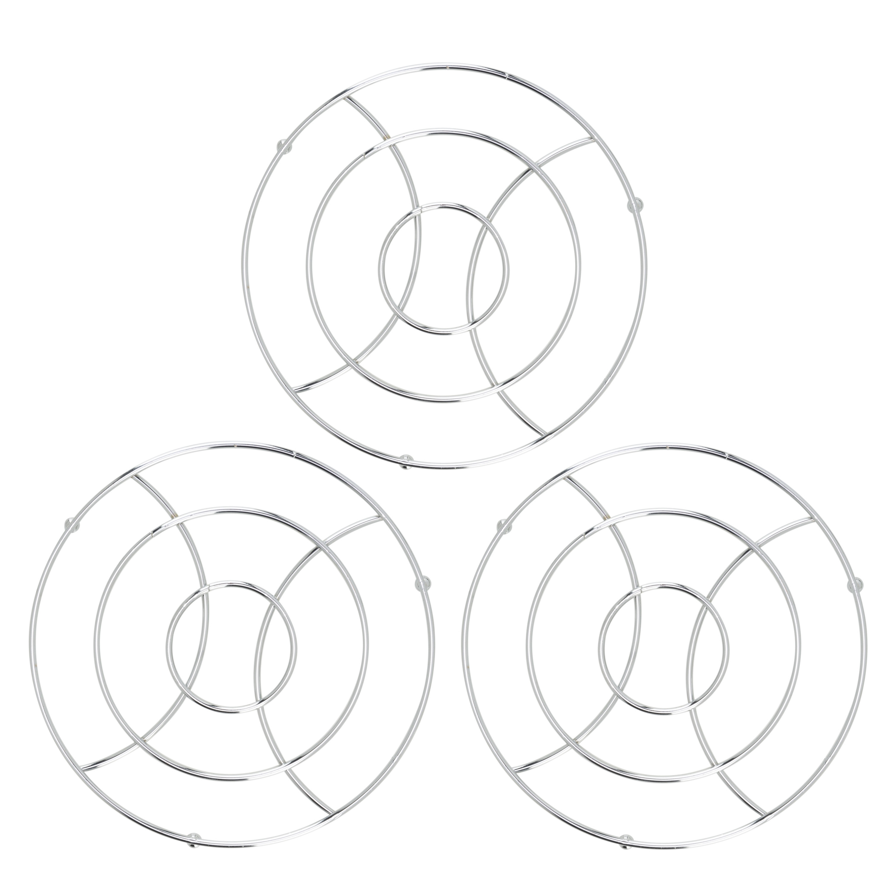 Set van 3x stuks ronde pannen onderzetters van metaal-chroom 18 cm