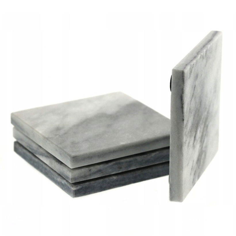 Set van 4 glazenonderzetters marmer steen 10 cm