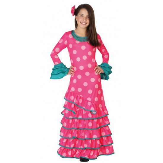 Spaans kinder kostuum roze-blauw