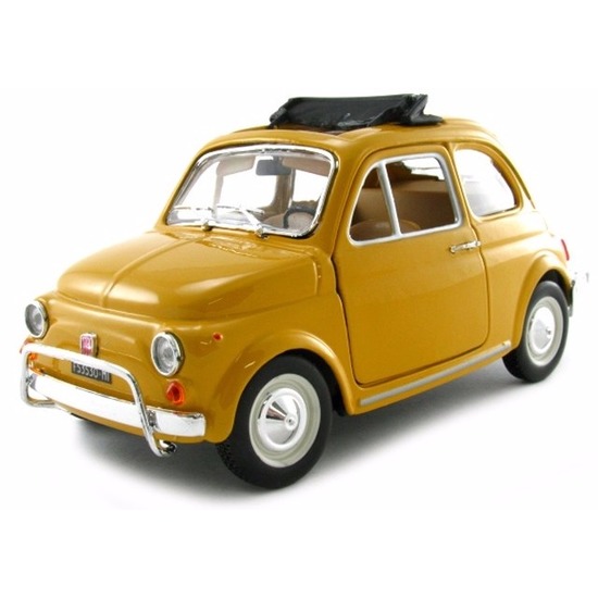 Speelgoed auto Fiat 500 1968 geel 1:24