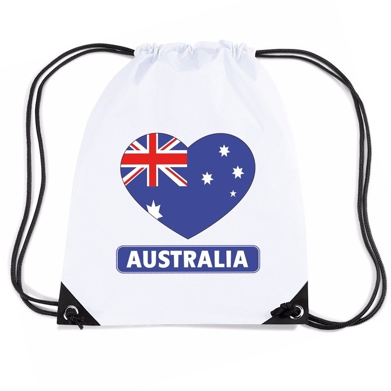 Sporttas met trekkoord Australie vlag in hart