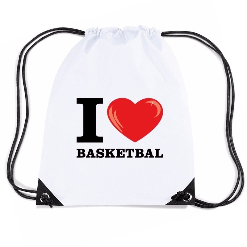 Sporttas met trekkoord I love basketbal